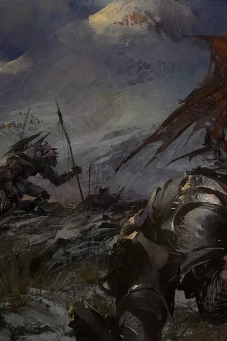 солдаты, монстры, горы, guild wars 2, доспехи, армия