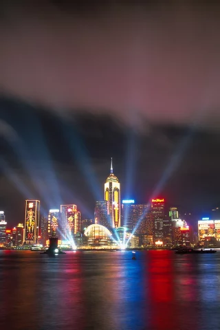 hong kong, город, ночь