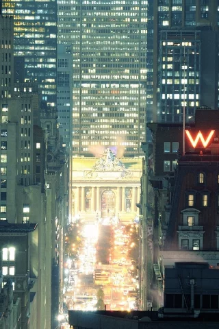 new york city, нью-йорк, night, park avenue, огни, nyc, ночь, w union square, grand central terminal, usa