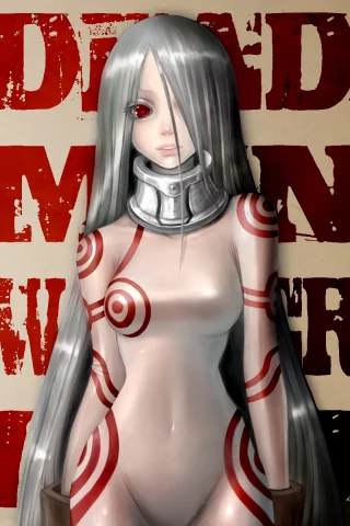 альбинос, девушка, надпись, красные глаза, стена, shiro, deadman wonderland
