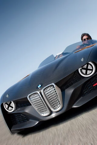 карбон, спереди, углепластик, кабриолет, диски, поворот, бмв, дорога, bmw 328, concept, спорткар, hommage, корпус, вид
