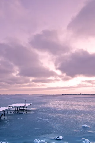 закат, море, лёд