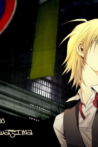 shizuo heiwajima, дорожный знак, durarara, ночь, сигарета, очки