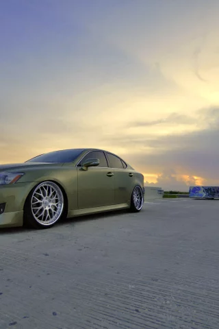 закат, небо, lexus is 250