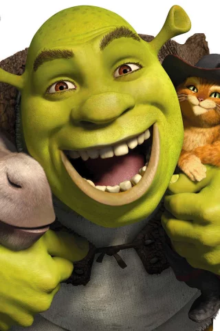 shrek, мультик, анимация, шрек, кот в сапогах, осел