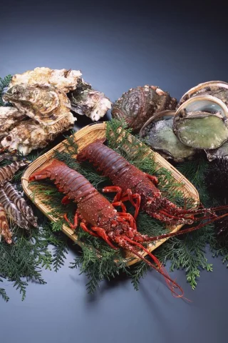 вкусно, креветки, морепродукты, лангусты, зелень, устрицы