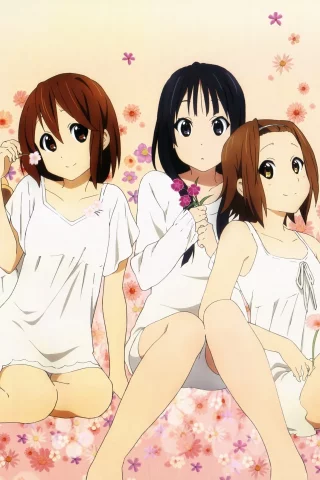 k-on, мио, цветы, юи, адзуса, муги, ритсу