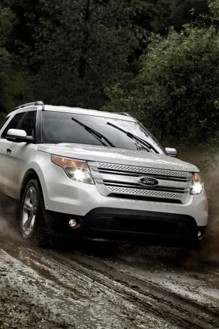 белый, explorer, ford