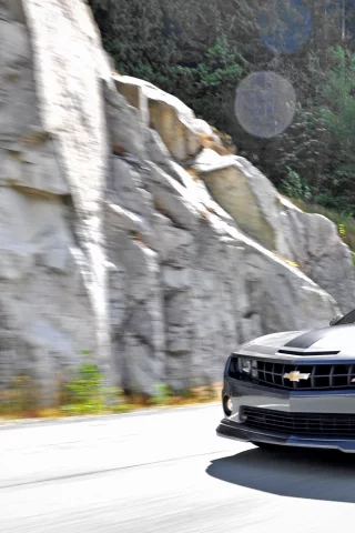 мускул кар, шоссе, солнечный день, chevrolet camaro ss, трасса, скорость, muscle car, drive, езда