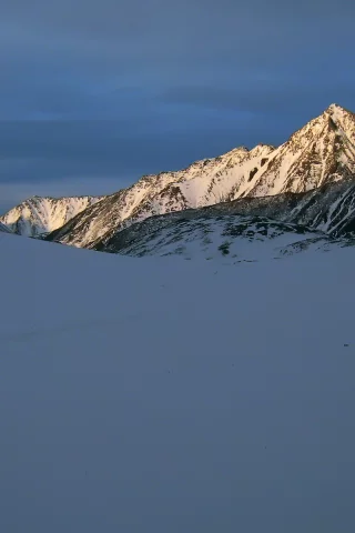 зима, снег, свет, горы