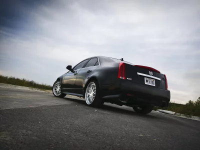 задняя часть, cts, cadillac, асфальт, чёрный, black, кадилак, облака, небо