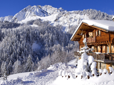 дом, горы, зима
