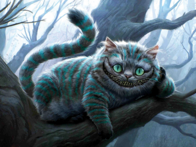 чеширский кот, лес, улыбка