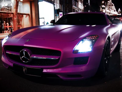 движение, city, дорога, город, cars, вечер, auto, mercedes benz, sls amg