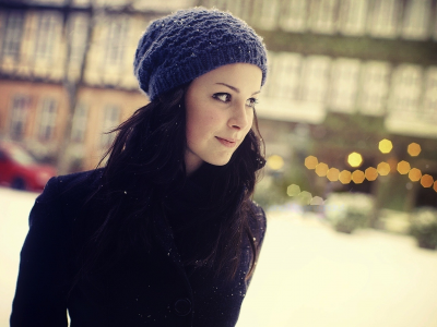 шапка, девушка, зима
