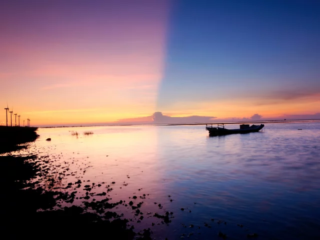 две, половины, небо, море