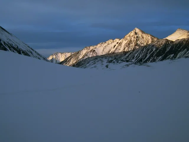 зима, снег, свет, горы