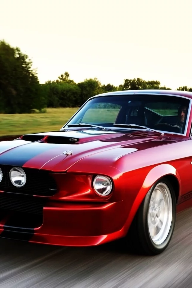 красный, shelby gt500cr, mustang, мчится