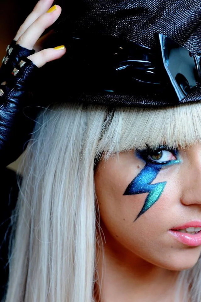 lady gaga, шляпа, макияж, глаза, лицо