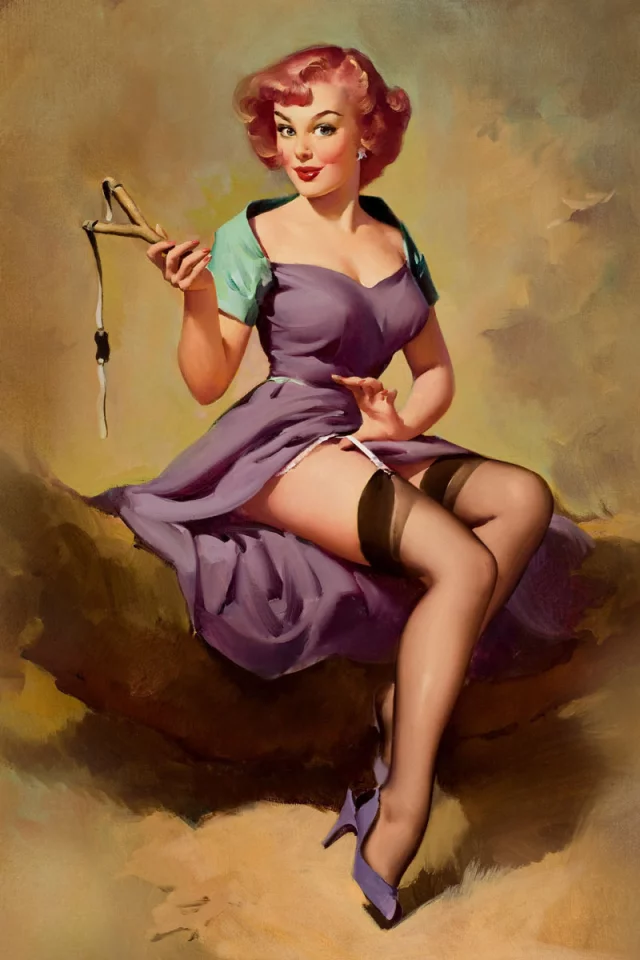 чулки, рогатка, pin up, арт, elvgren