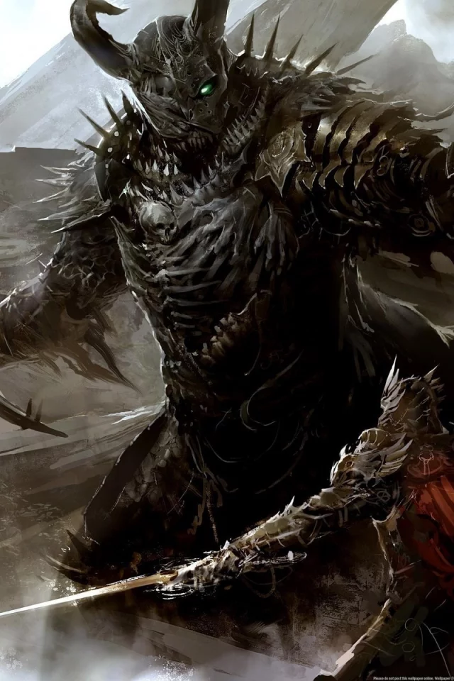 guild wars 2, шлем, бой, доспехи, плащ, рога, меч