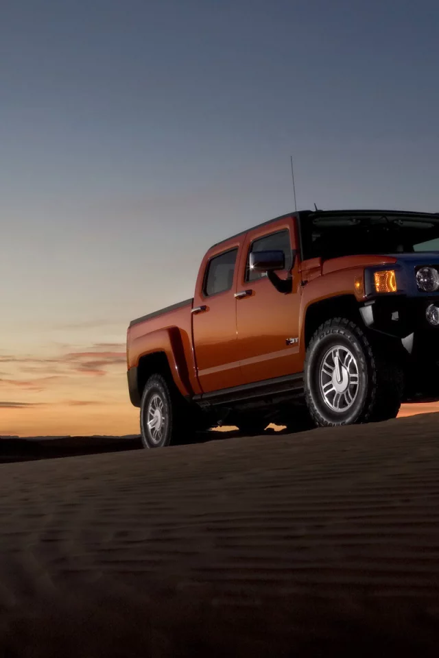 закат, hummer, горизонт, пустыня