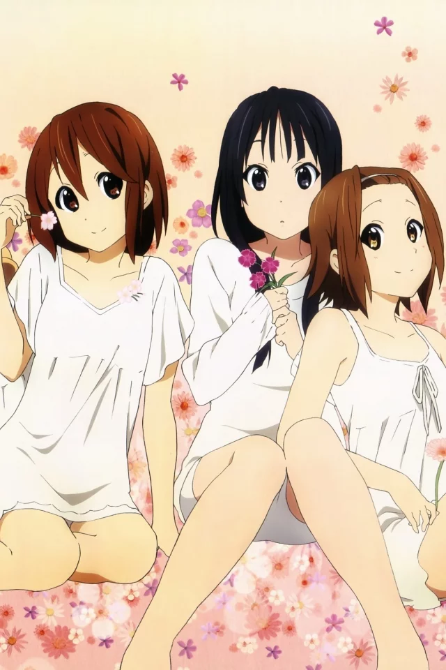 k-on, мио, цветы, юи, адзуса, муги, ритсу