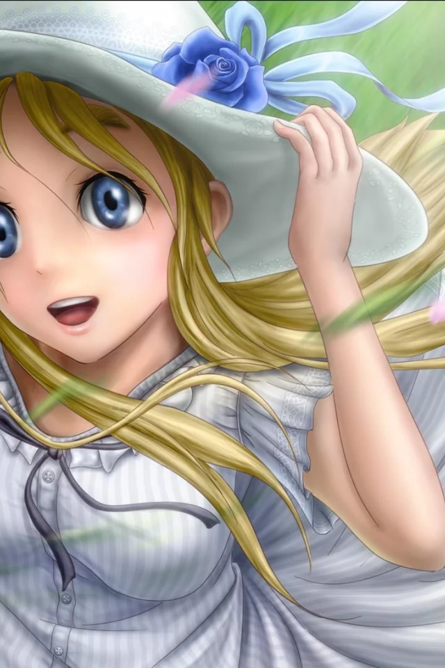 ветер, настроение, шляпка, аниме, девушка, k-on, kotobuki tsumugi