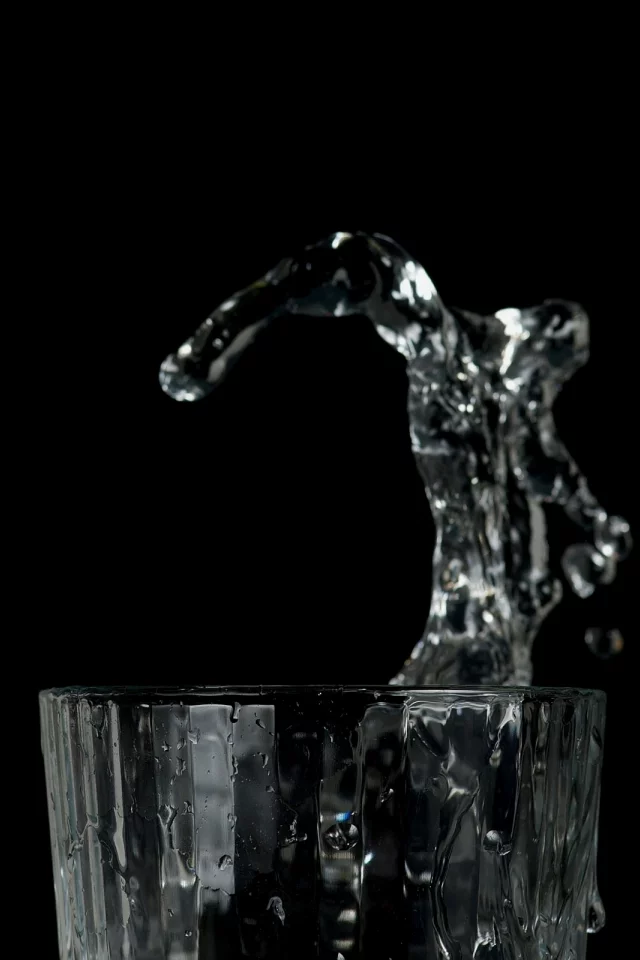 фон, стакан, вода, чёрный, брызги