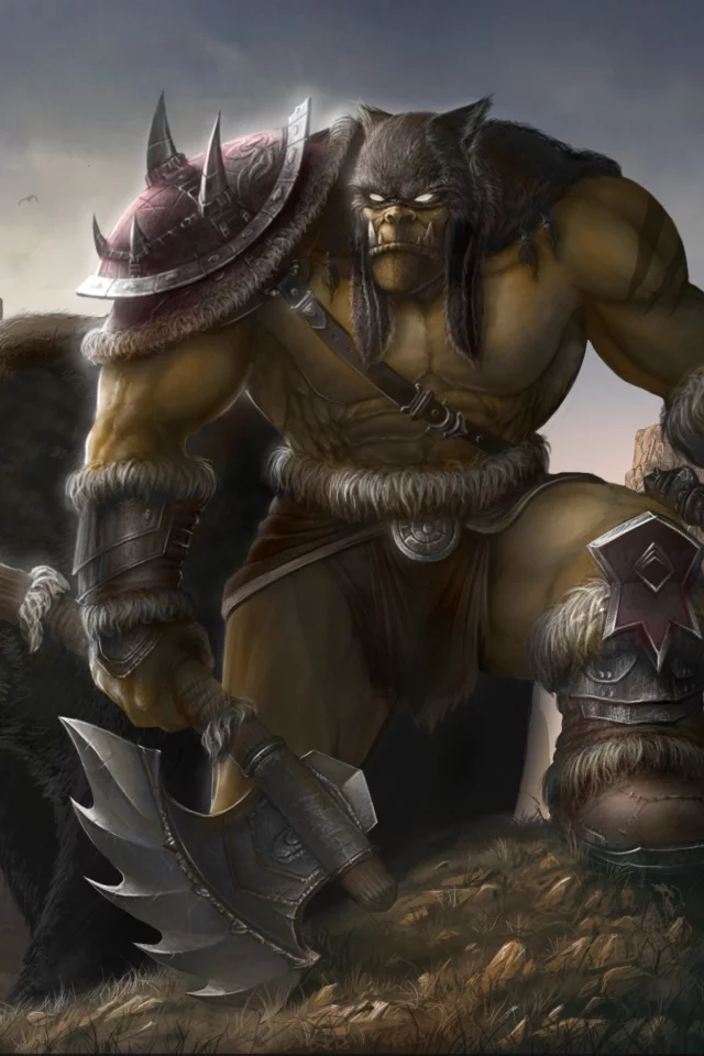 воин, орк, огр, warcraft iii frozen throne, медведь