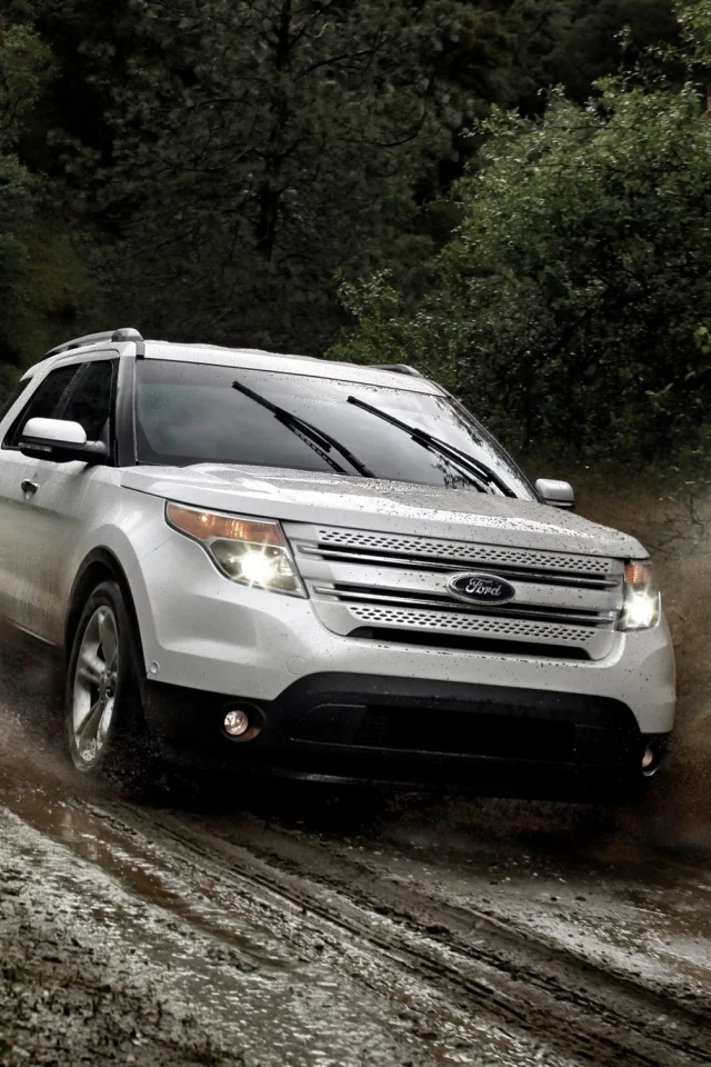 белый, explorer, ford