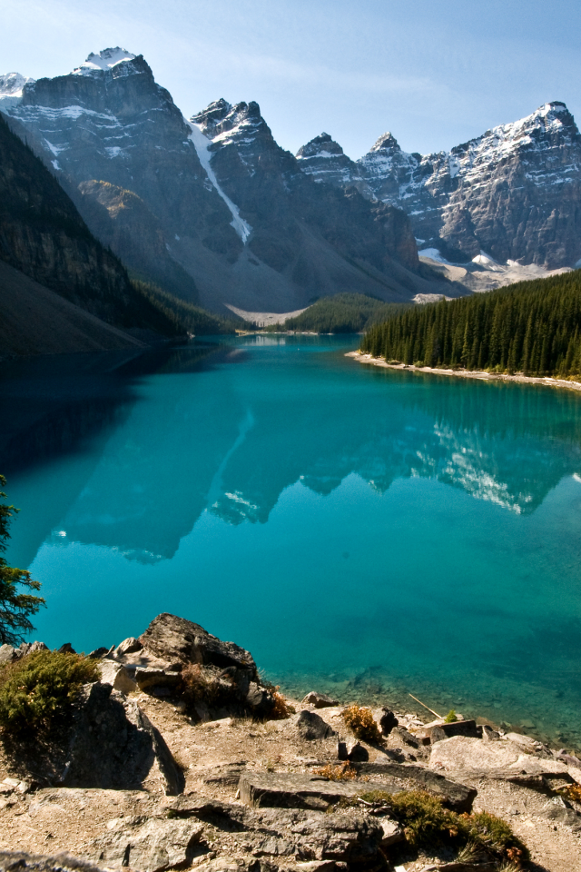 озеро, горы, лес, канада