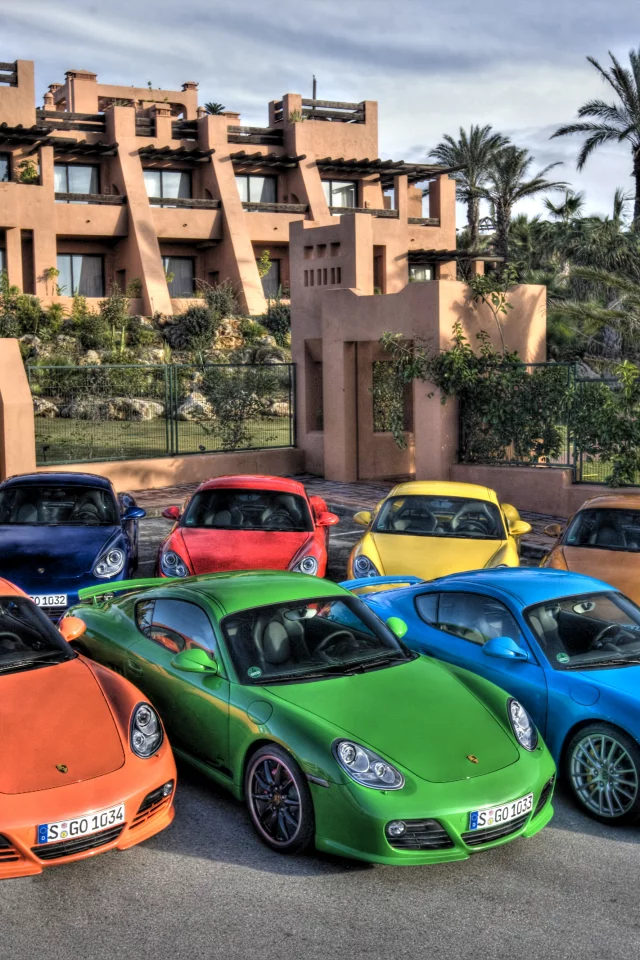 дом, пальмы, стоянка, porsche, вилла, разные, забор, цвета