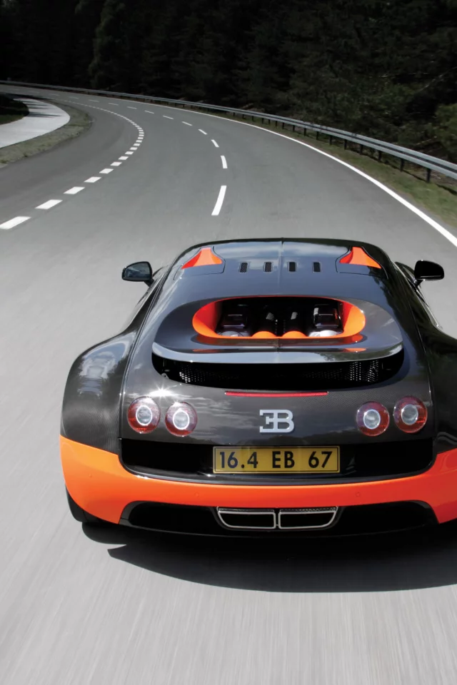деревья, road, trees, машина, скорость, car, дорога, speed, 3000x2000, bugatti veyron