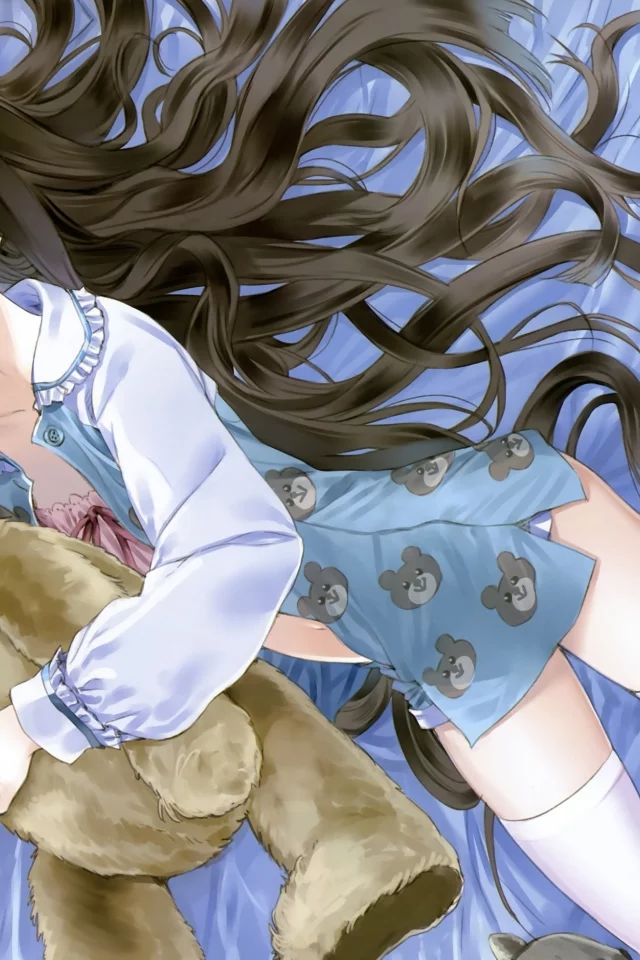 kishida mel, kamisama no memo chou, медведь, постель, игрушки, девочка