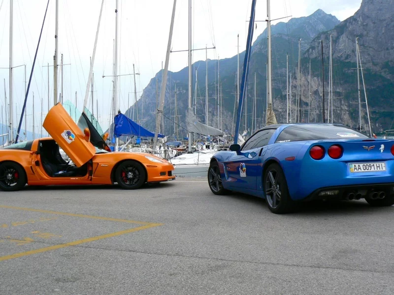 corvette, chevrolet, blue, orange