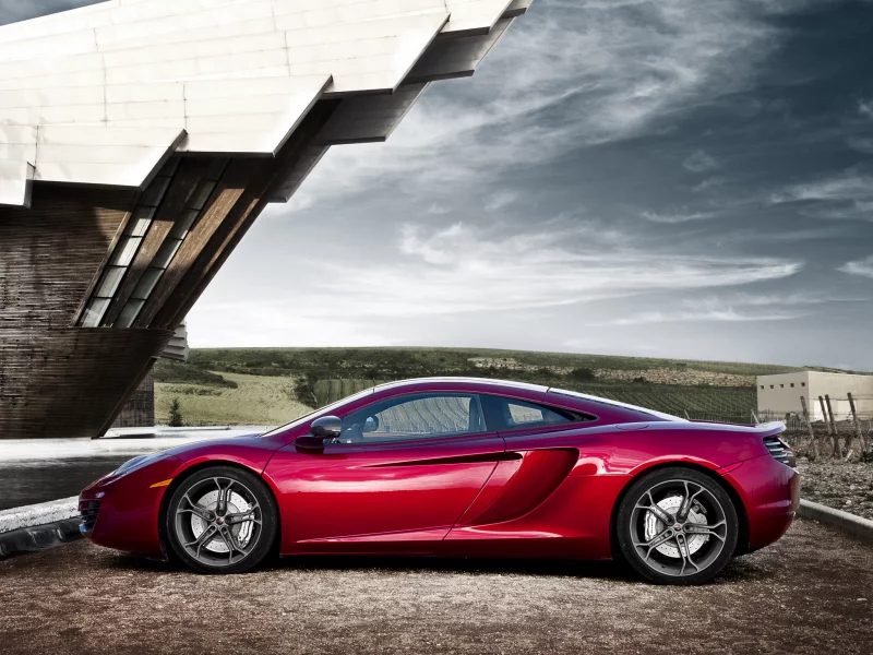 mclaren, red, mp4-12c, левый бок