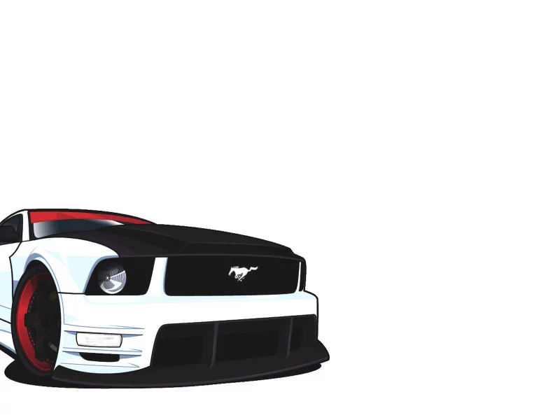 mustang, черный, рисунок, машина, диски, крачный, белый