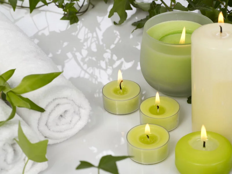свечи, spa, релаксация, зеленое