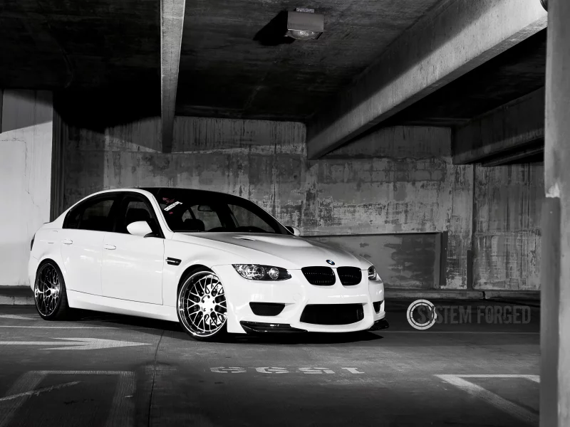 bmw, e90, парковка, white, белый, m3, system forged, бмв, передняя часть