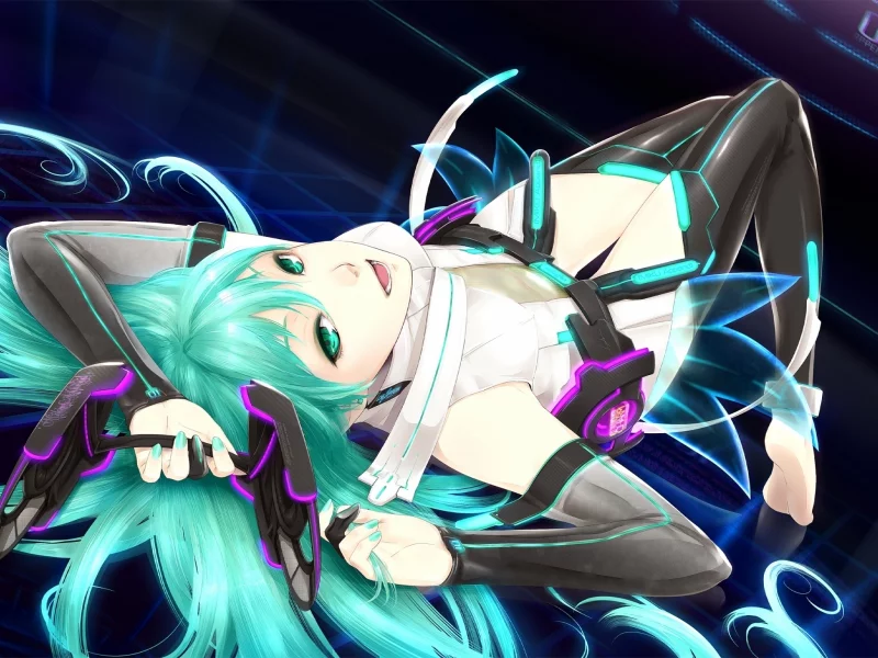 аниме, синие волосы, hatsune miku, вокалоид