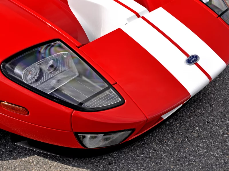 фары, спорткар, красный, форд, ford gt, капот
