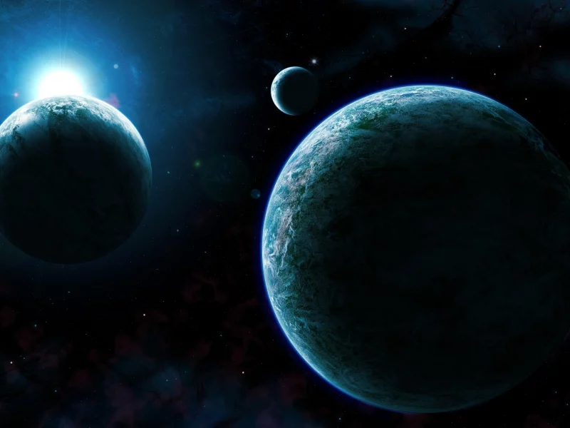 nebula, спутники, туманность, планеты, восход, звезды
