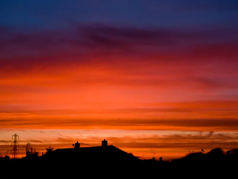 природа, солнце, houses, sky, небо, nature, 2560x1600, краски, пейзаж, тень, landscape, sun, закат, sunset, colors, дома, shadow