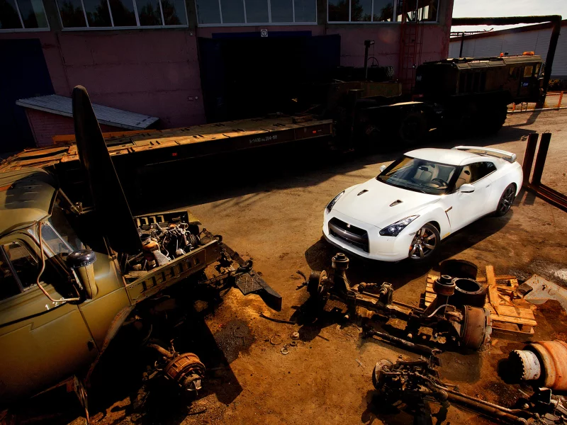 завод, урал, запчасти, ниссан, гтр, nissan gtr, белый, грузовик, заброшенный