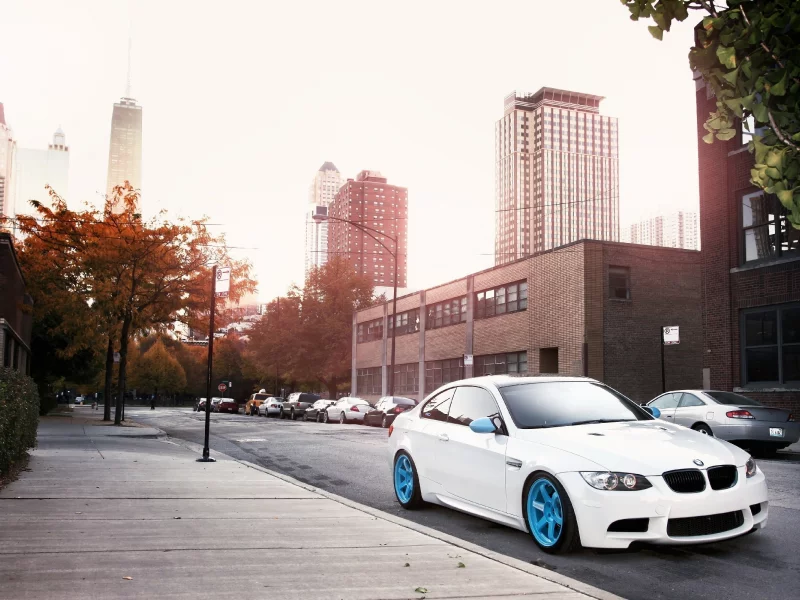 бмв, bmw, белая, улица, чикаго, город, chicago, тюниг