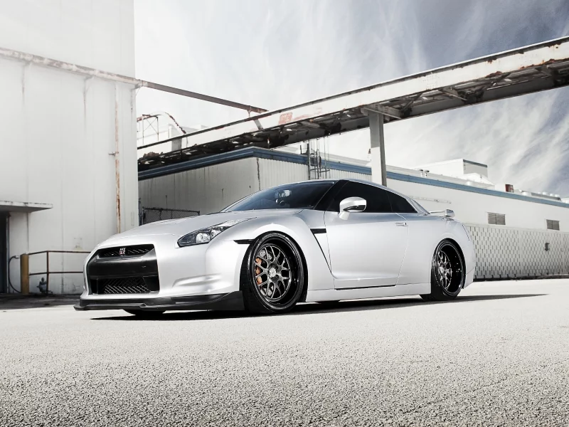 асфальт, небо, nissan gt-r