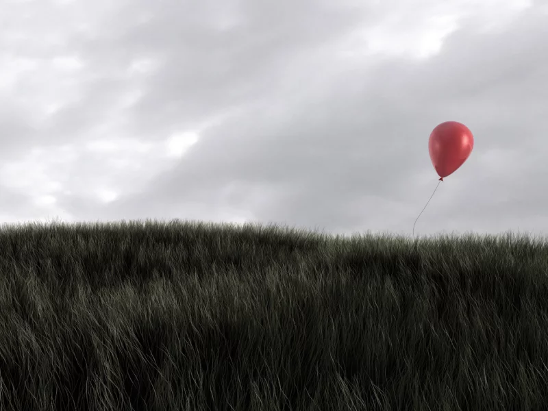 поле, природа, alone, один, шарик, balloon, трава