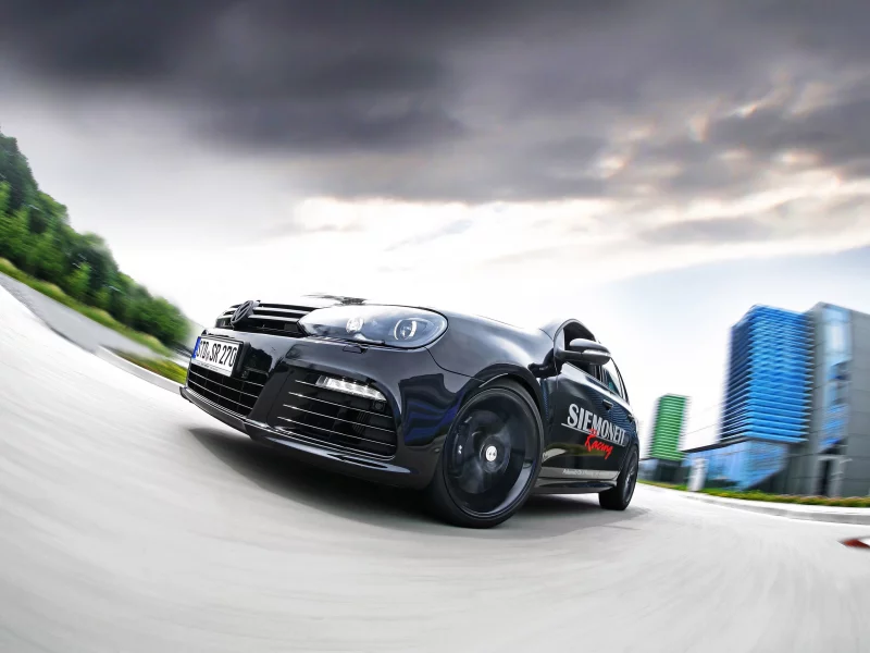3000x1976, tuning, небо, скорость, тучи, дома, машина, houses, road, car, speed, sky, clouds, black pearl, дорога, volkswagen golf vi gti