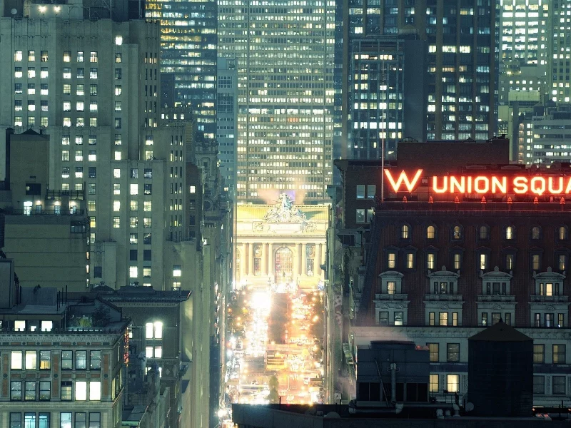 new york city, нью-йорк, night, park avenue, огни, nyc, ночь, w union square, grand central terminal, usa